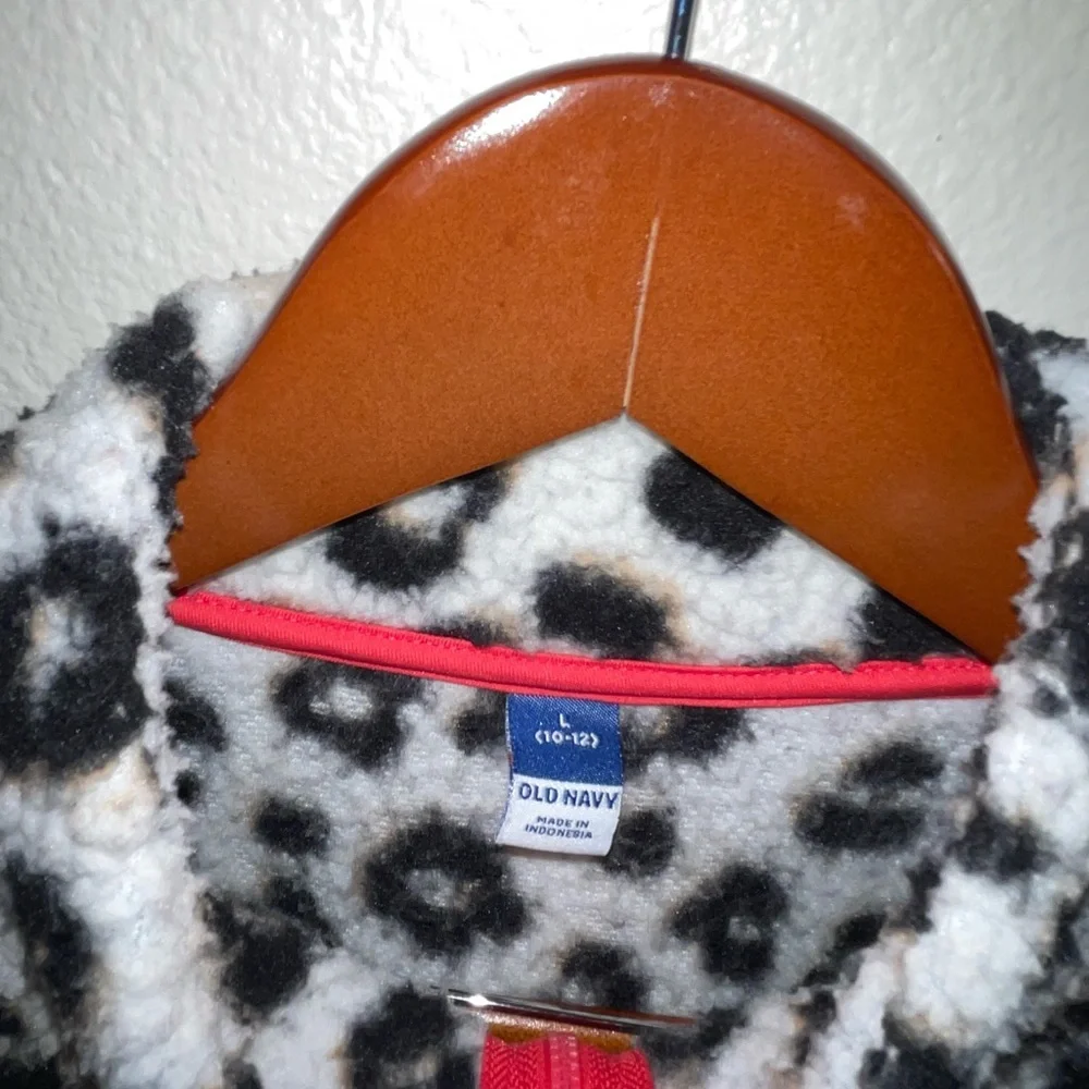 Old Navy Leopard Print Fleece with Red Trim